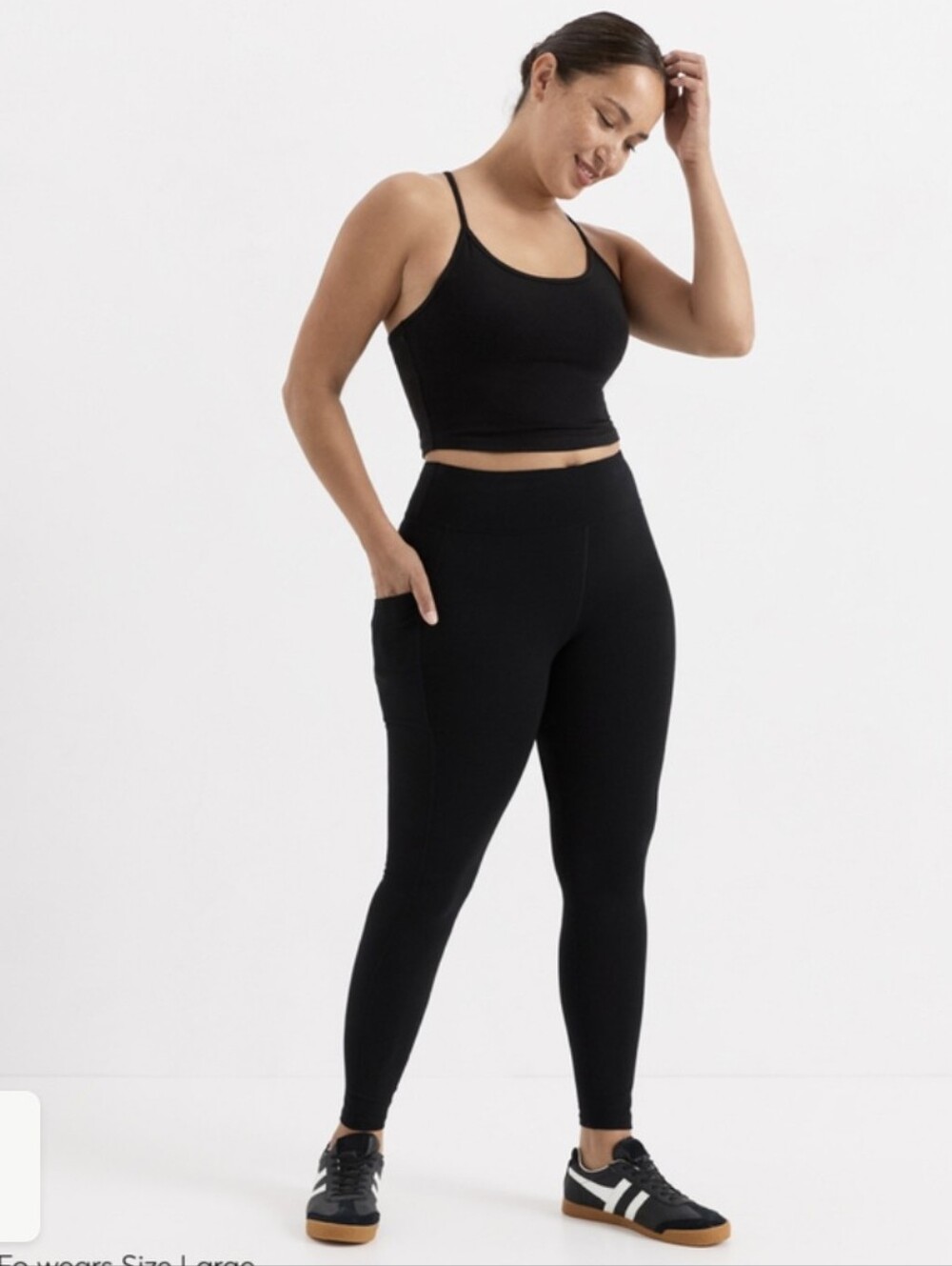 Pact Organic Cotton On the Go-To Pocket Legging. Black. Size medium.